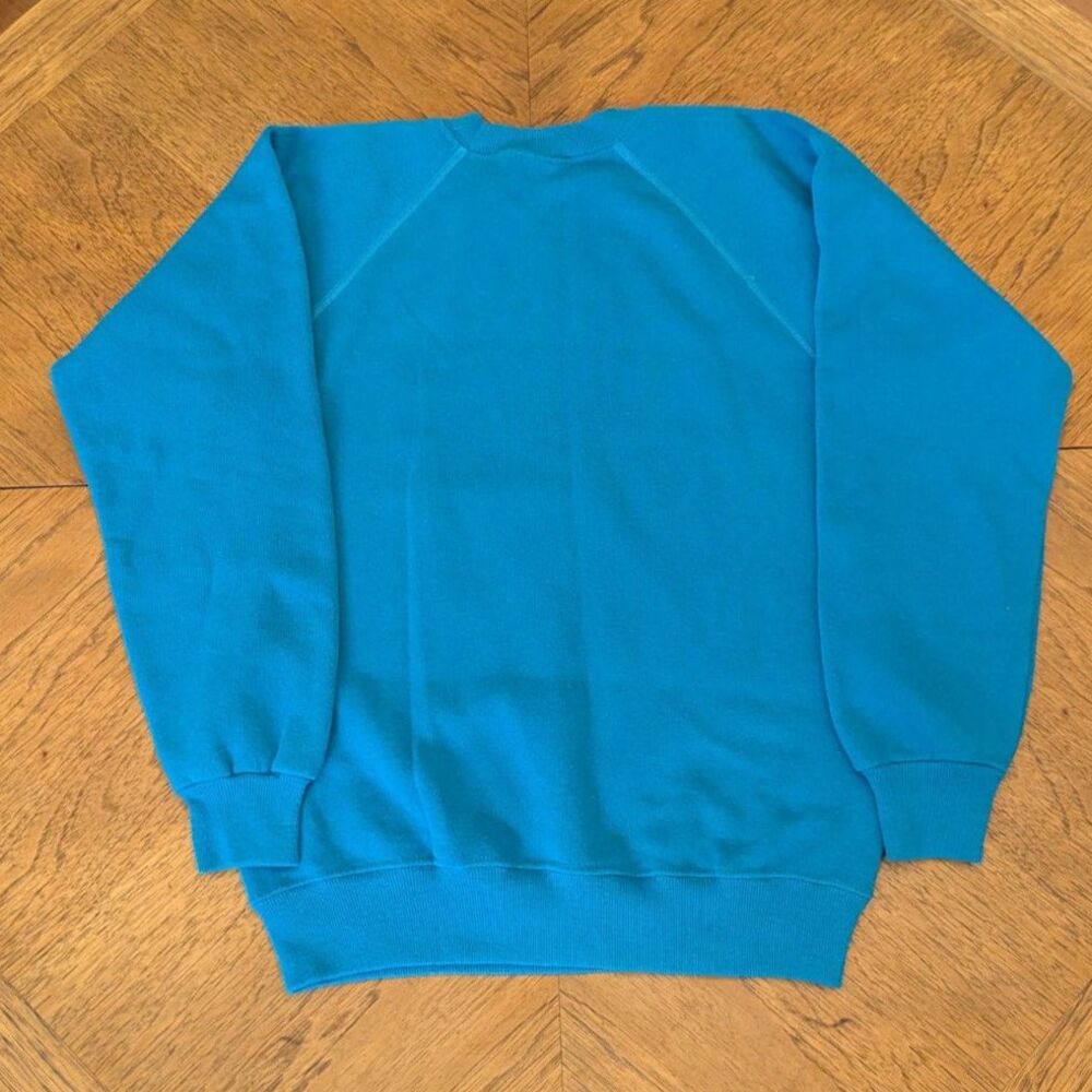 Vintage Hanes Wildwood NJ Sweatshirt Turquoise Teal Raglan Crewneck USA Small - Picture 6 of 6